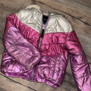 Pink puffer coat